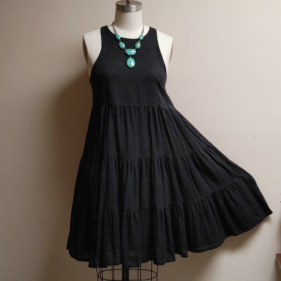 Dresses & Skirts - CIVICO 51 Black Linen Tiered Dress Size XS